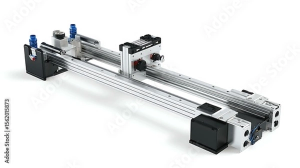 Fototapeta High-precision positioning system using linear rail with white background