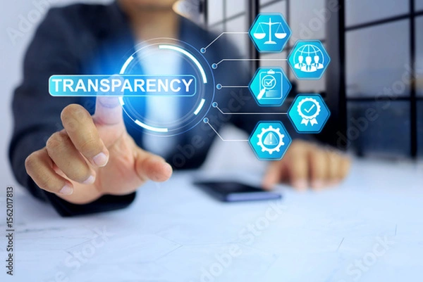 Fototapeta Business transparency concept is operating with openness honesty and straightforwardness in all aspects of the company from internal operations to interactions with stakeholders involves