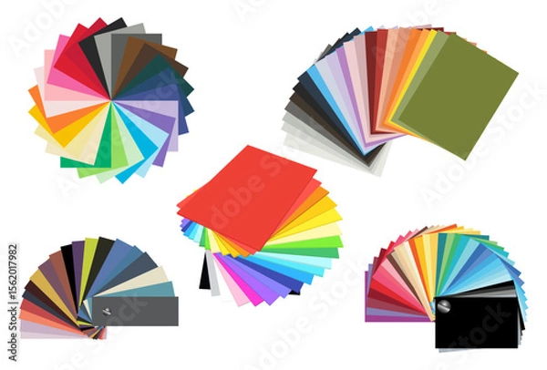 Obraz A collection of colourful paper sheets isolated on white background.