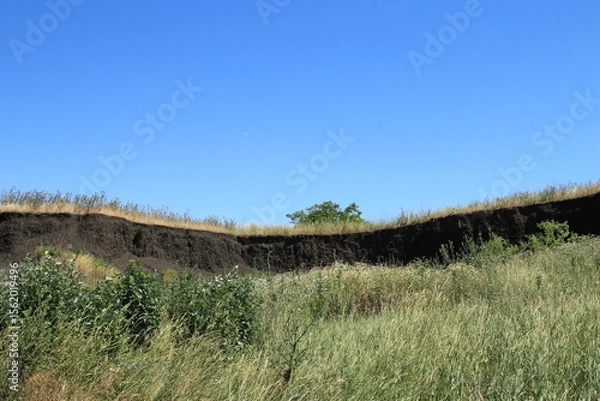 Obraz A grassy hill with a hill in the background