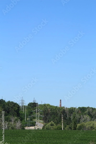 Obraz A field with power lines