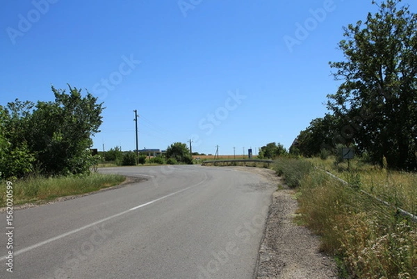 Obraz A road with grass and trees on both sides
