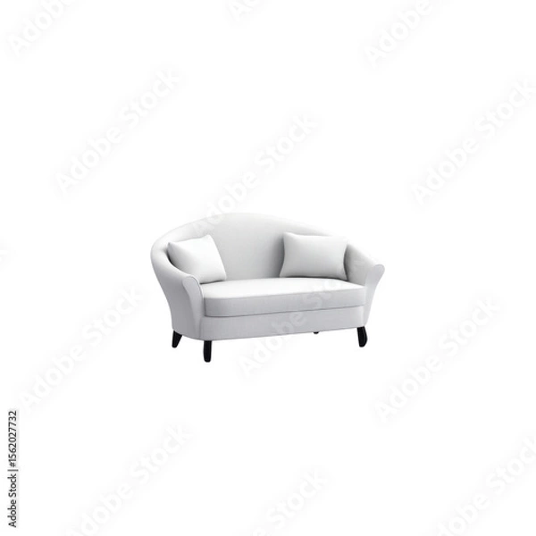 Fototapeta White sofa with curved backrest and tapered legs
