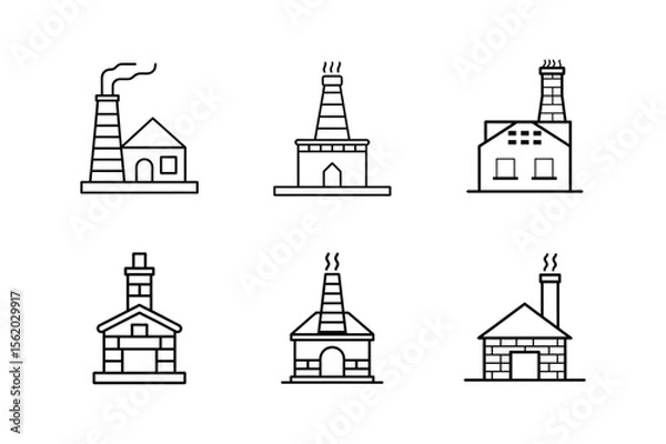 Fototapeta chimney plan line art vector illustration