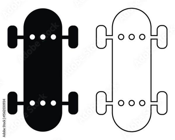 Fototapeta Skateboard icon set. Skateboard icon, vector illustration silhouette symbol website graphic design. Modern outline skate board icon isolated on white background. Vector illustration.
