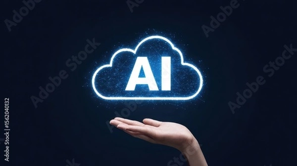 Obraz AI Cloud Icon Floating Above Human Hand Concept of Artificial Intelligence and Cloud Computing.