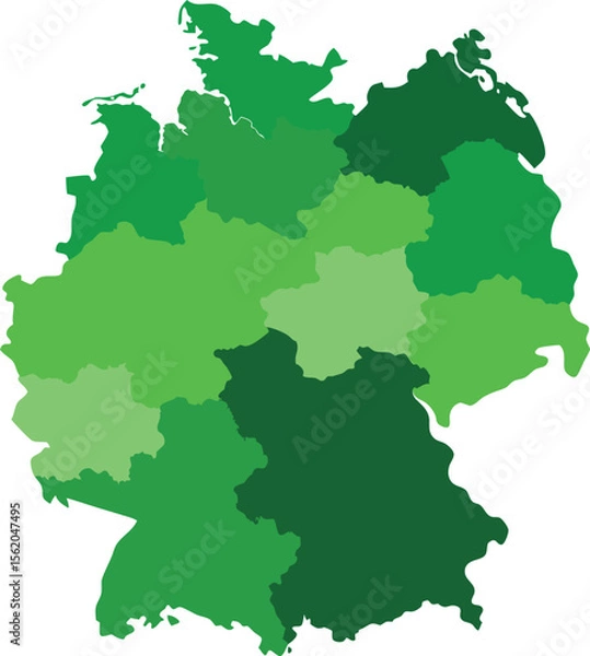 Obraz Map of germany divided into states with varying shades of green