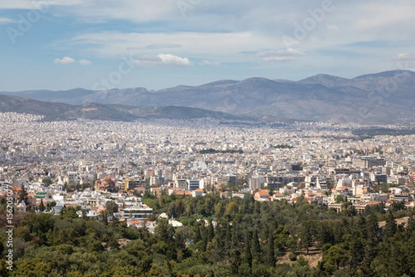 Obraz The panoramic view of Athens from a hill in sunny day