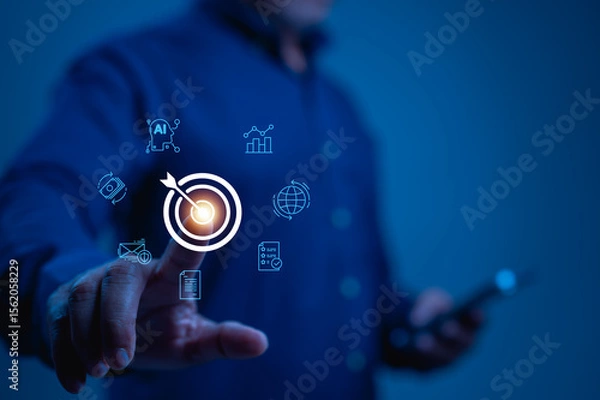 Fototapeta Futuristic Interface User Access To Target Via Technology Email In Age Of Machine Development