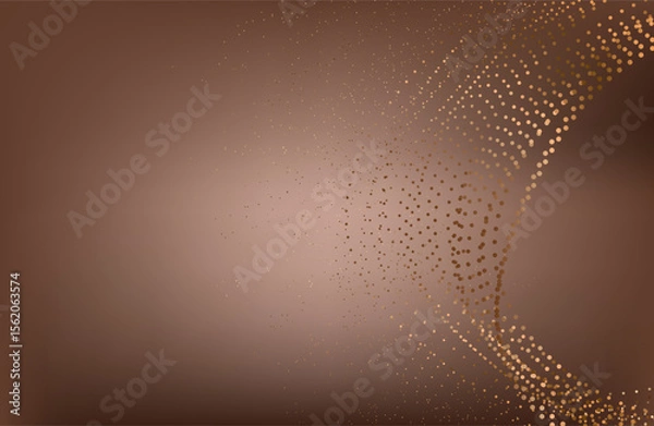 Obraz Gold abstract waves background. Golden curve lines vector illustration isolated on brown Luxury glitter shiny swirl. Connecting dots and lines. Big data visualization and Business .Vector illustration