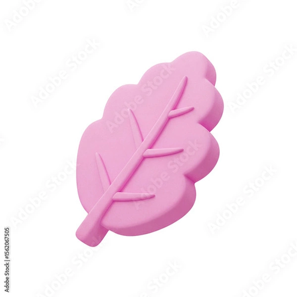 Obraz Simple pink leaf cartoon 3d illustration