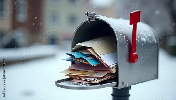 Fototapeta Mailbox Full of Letters with Red Flag Raised – Classic Postal Delivery Concept

Traditional Mailbox Overflowing with Letters – Red Flag Signals Pickup

Postal Delivery Scene with Full Mailbox and Rais