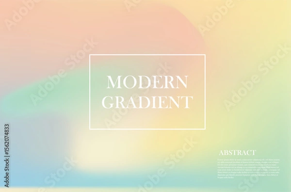 Fototapeta pastel colors, creating a fluid, abstract design. Soft hues of peach, yellow, light green, and blue swirl together gradient.wallpaper for banner, poster, cover, flyer, presentation vector
