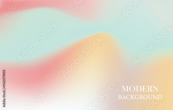 Fototapeta pastel colors, creating a fluid, abstract design. Soft hues of peach, yellow, light green, and blue swirl together gradient.wallpaper for banner, poster, cover, flyer, presentation vector