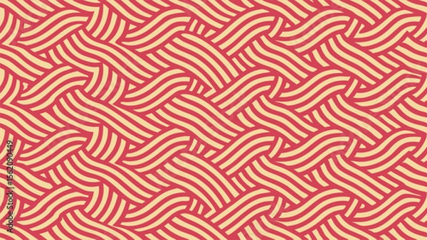 Fototapeta Red and beige wavy stripe pattern seamless background abstract