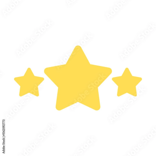 Fototapeta three gold stars icon for rating, vector illustration of icons on transparent background