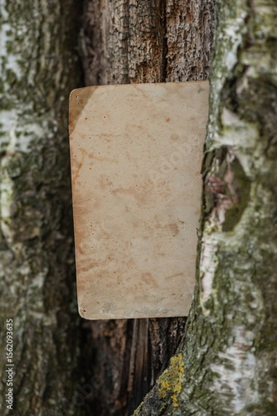 Obraz Vintage empty paper on the old wooden bark of tree background