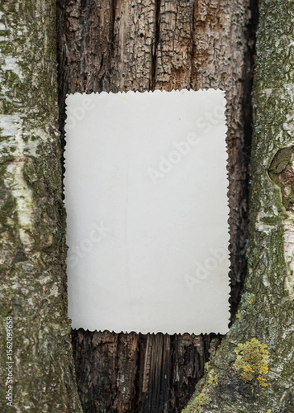 Obraz Vintage empty paper on the old wooden bark of tree background