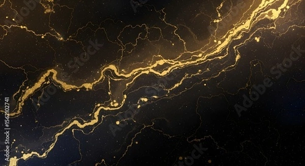 Fototapeta Modern Black and Gold Abstract Marble Pattern - Premium Decorative Texture.