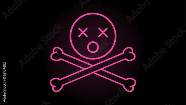 Fototapeta Red emoji with crossbones. Pirate emoji isolated on a black background.