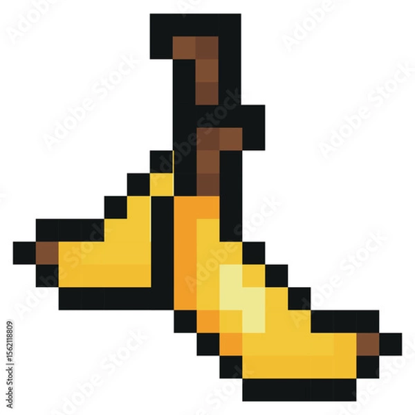 Obraz pixel art style exotic fruit icon, namely banana icons, retro 8-bit graphics style with visible square pixels and minimal color palette