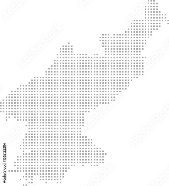 Obraz Korea (DPRK) – square dot grid vector map (Web Mercator projection, PPT-compatible & fully editable)
