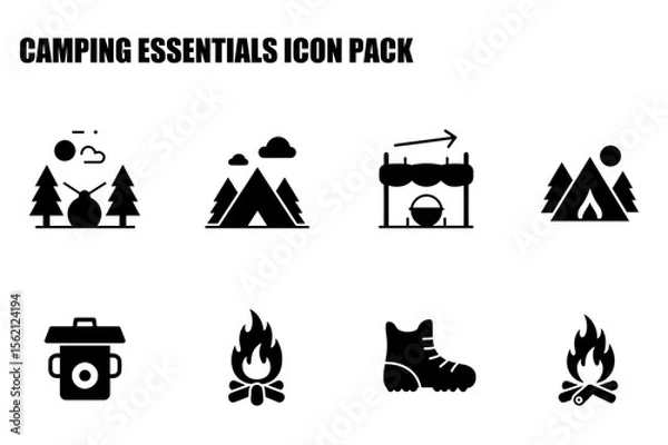 Fototapeta Camping essentials icon pack