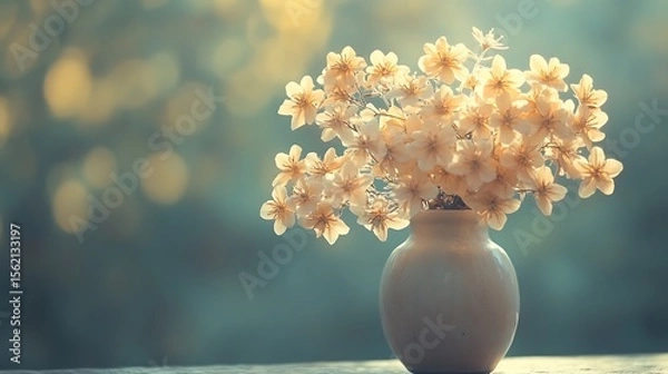 Obraz Vase of flowers with bokeh background.