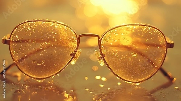 Obraz Wet golden eyeglasses.