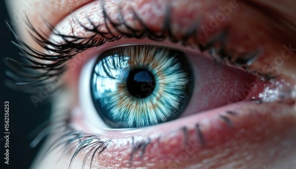 Fototapeta Close-up photography of a human eye studio setting macro image detailed focus captivating color patterns