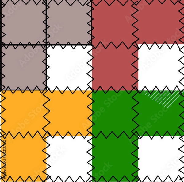 Fototapeta Sweet colorful patchwork seamless pattern from square patches and gingham . Multicolor print for fabrics and textiles.Quilt design, hand made.