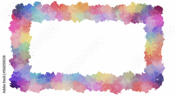 Obraz Watercolor rectangle frame with pastel colors and a white background for creative design projects