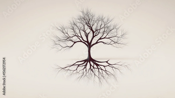 Fototapeta silhouette of a tree, tree with roots shaped like veins symbolic and organic