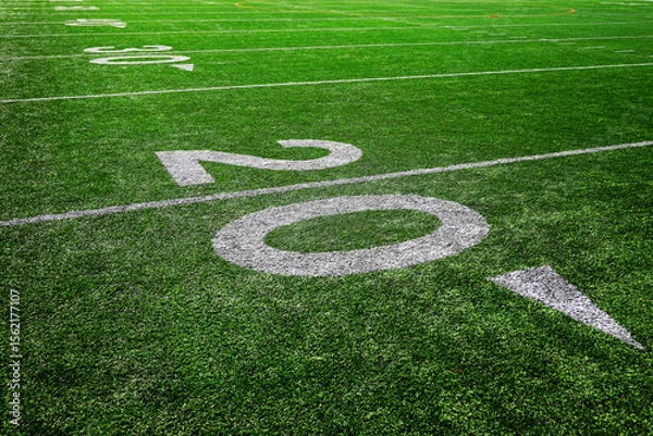 Obraz Twenty 20 Yard Marker for American Football on Field for Competition
