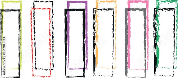 Fototapeta Distressed Colourful Square Overlays Featuring Rough Brush Stroke Borders and Ripped Paper Highlights for Visual Emphasis

