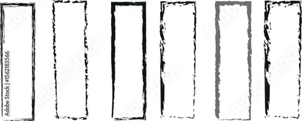 Fototapeta Black Grunge Edge Vector Rectangles With Torn Paper Effects and Hand-Drawn Borders for Artistic Collage Designs brush work

