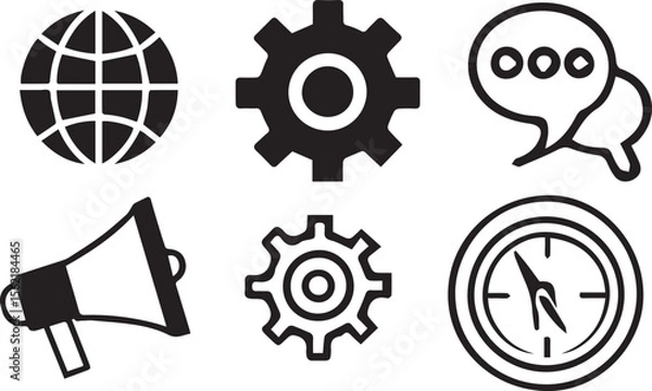 Fototapeta Business Communication and Settings Icon Set Vector Illustration with Editable Stroke