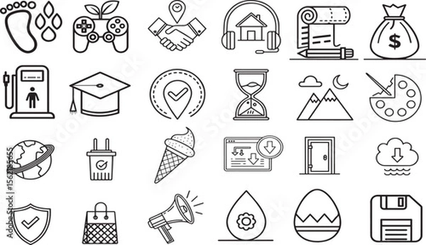 Fototapeta Business, Technology, and Lifestyle Vector  line art Illustration with Editable Stroke