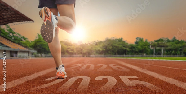 Obraz Athlete Sprinting on Track Towards New Year Goals