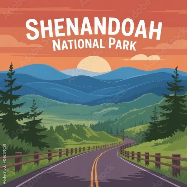 Fototapeta Skyline Drive Through Shenandoah Mountains Art Print