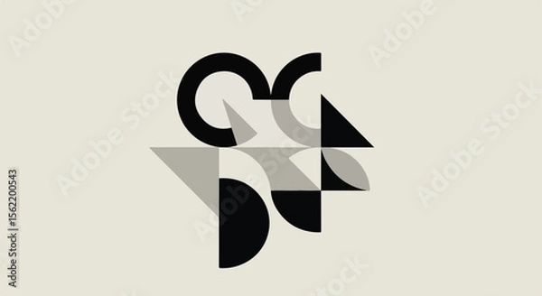 Obraz Angular Overlapping Shapes Monogram Logo vector illustration of an abstract background