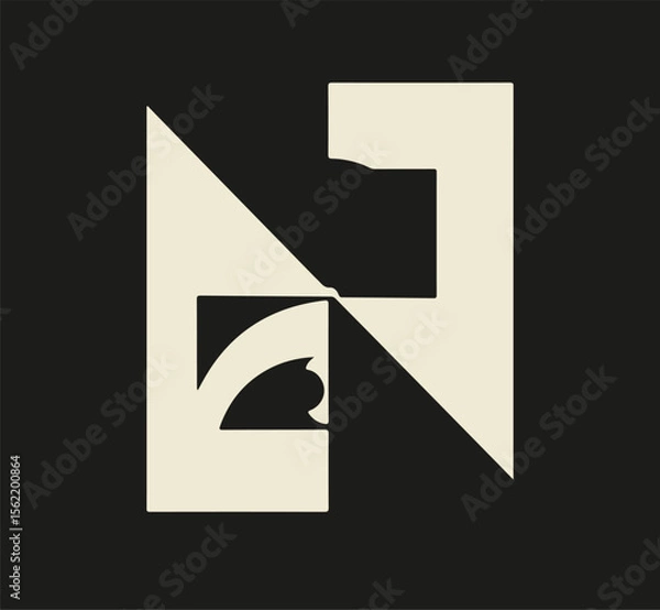 Obraz vector illustration of an abstract logo Black and White Angular Letter N Logo