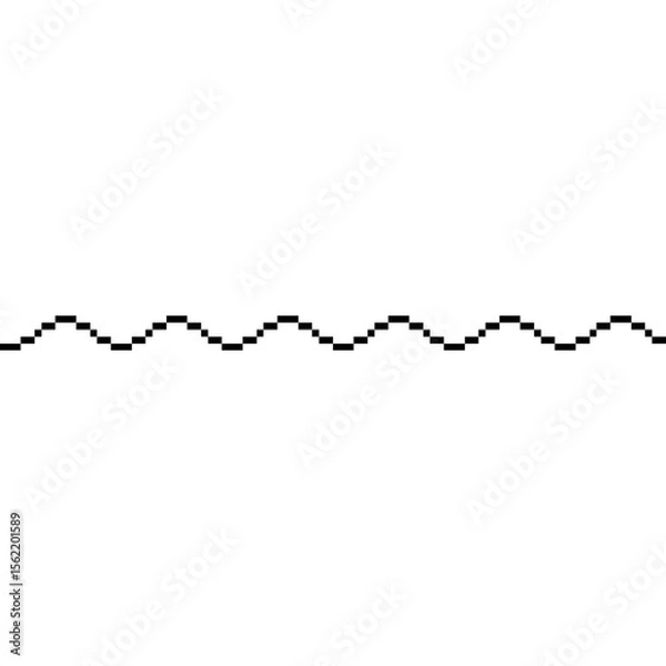 Obraz Pixel art wavy line seamless pattern. Wavy line border 