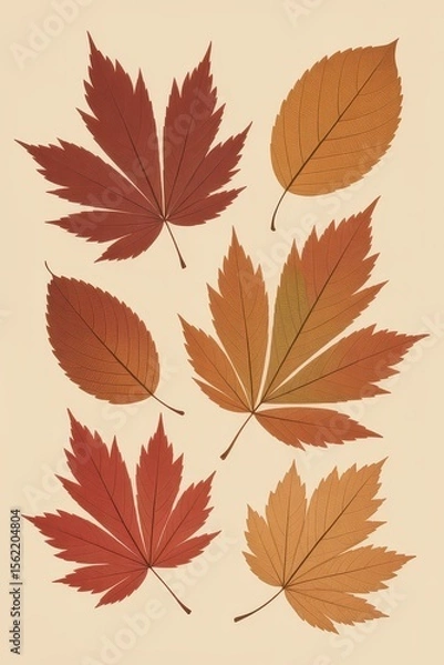 Obraz Autumn Leaves on Beige Background

