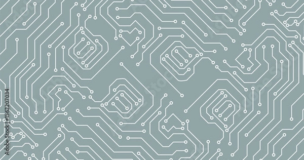 Obraz seamless pattern of circuit board. Vector abstract technology on green background.