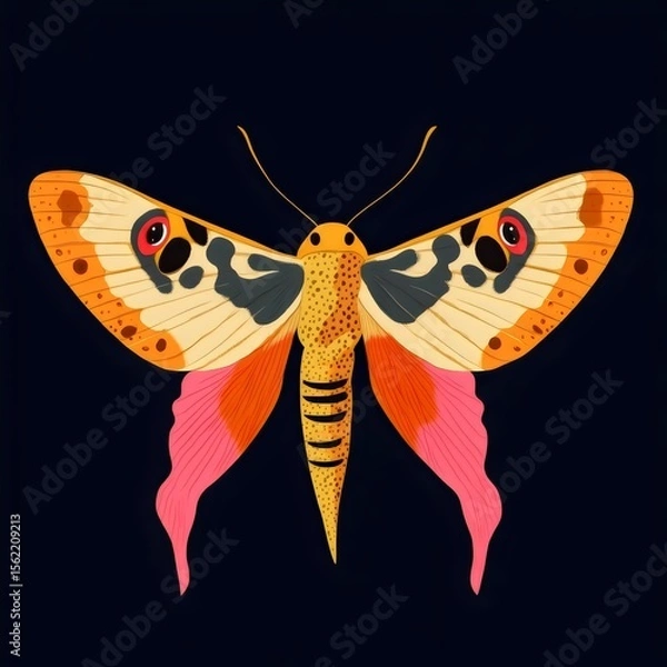 Fototapeta Colorful Butterfly and Moth Illustration: Beautiful Insect Art and Nature-Inspired Graphic Design