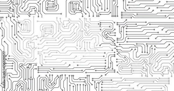 Obraz Technology circuit diagram on white background.
