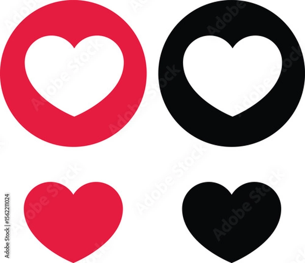 Fototapeta vector illustration of heart, set red heart on the transparent background
