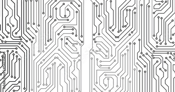 Obraz Electronics board. High tech digital data connection system concept. Circuit engineering technology. Computer electronic printed circuit board microcircuit design