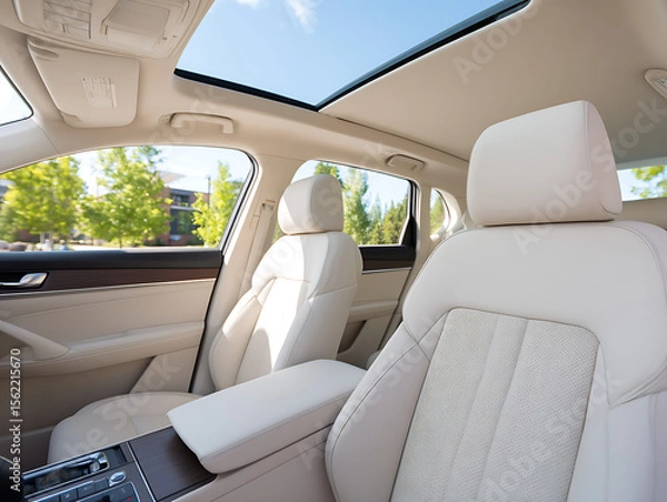 Fototapeta Luxury Panoramic Sunroof Car Interior with Modern Design and Open Air Experience 37664490 1